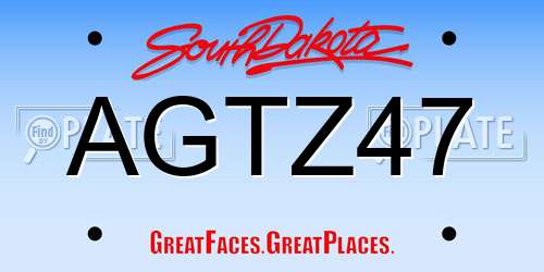 AGTZ47 South Dakota License Plate