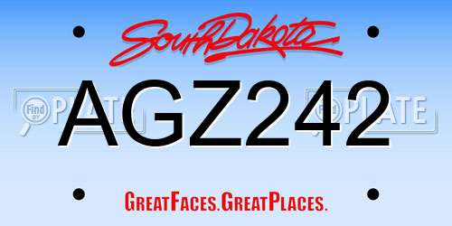 AGZ242 South Dakota License Plate