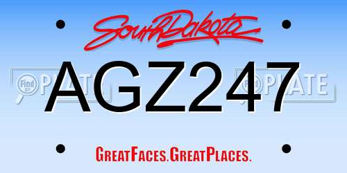 AGZ247 South Dakota License Plate