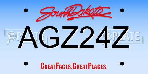 AGZ24Z South Dakota License Plate