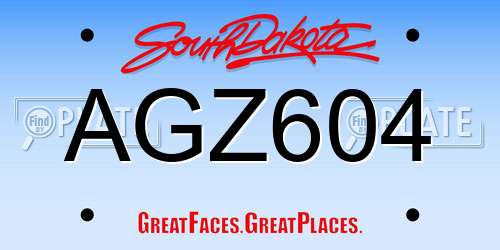 AGZ604 South Dakota License Plate