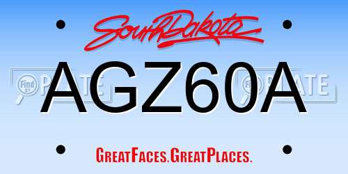 AGZ60A South Dakota License Plate