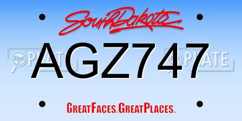 AGZ747 South Dakota License Plate