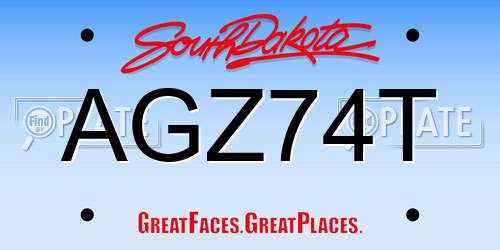 AGZ74T South Dakota License Plate