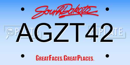 AGZT42 South Dakota License Plate