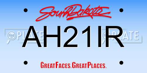 AH21IR South Dakota License Plate