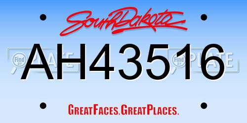 AH43516 South Dakota License Plate