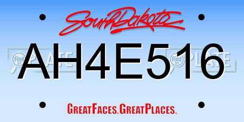 AH4E516 South Dakota License Plate