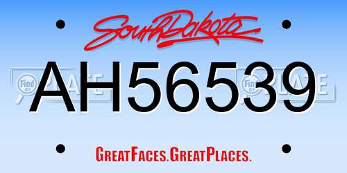 AH56539 South Dakota License Plate