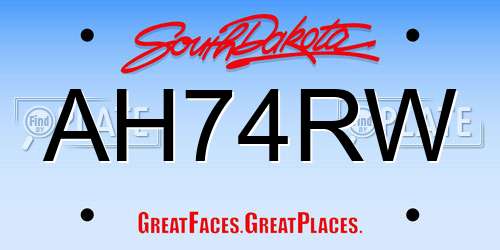 AH74RW South Dakota License Plate