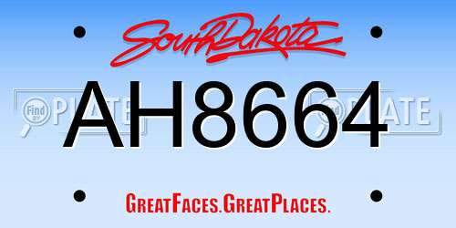 AH8664 South Dakota License Plate
