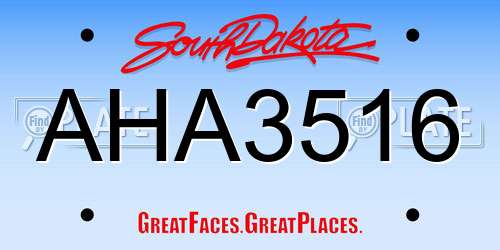 AHA3516 South Dakota License Plate