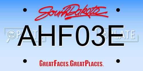 AHF03E South Dakota License Plate