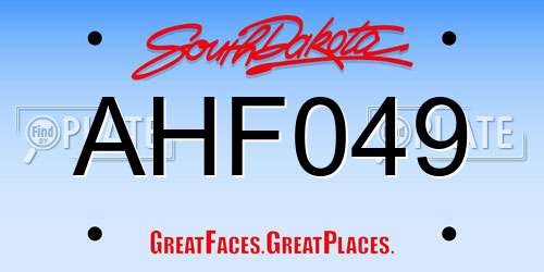 AHF049 South Dakota License Plate