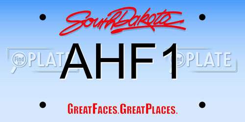 AHF1 South Dakota License Plate