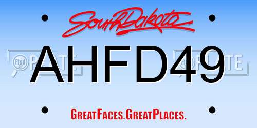 AHFD49 South Dakota License Plate