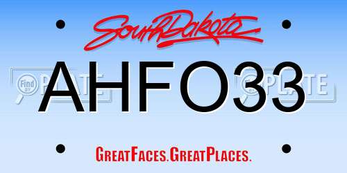 AHFO33 South Dakota License Plate