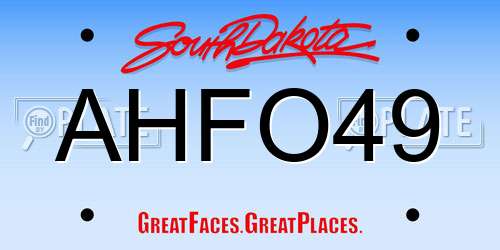 AHFO49 South Dakota License Plate