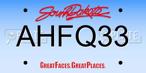 AHFQ33 South Dakota License Plate