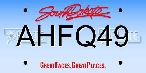 AHFQ49 South Dakota License Plate