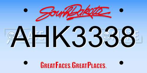 AHK3338 South Dakota License Plate
