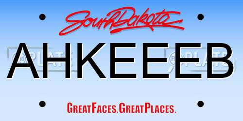 AHKEEEB South Dakota License Plate