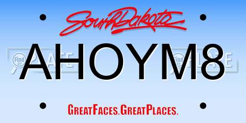 AHOYM8 South Dakota License Plate