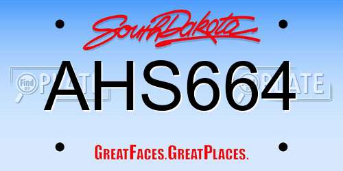 AHS664 South Dakota License Plate