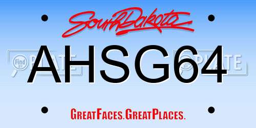 AHSG64 South Dakota License Plate