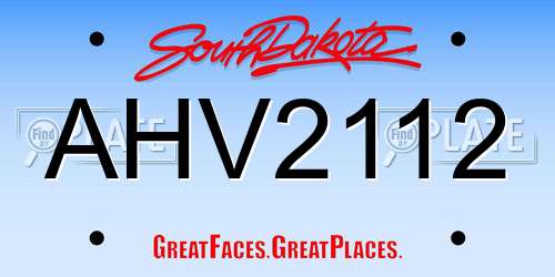 AHV2112 South Dakota License Plate