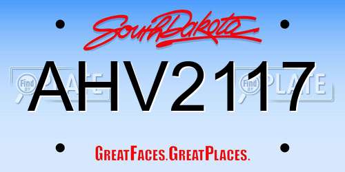 AHV2117 South Dakota License Plate