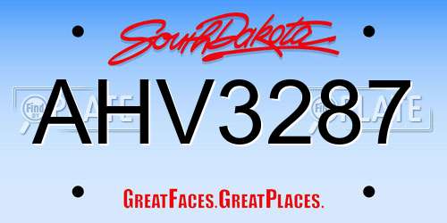 AHV3287 South Dakota License Plate