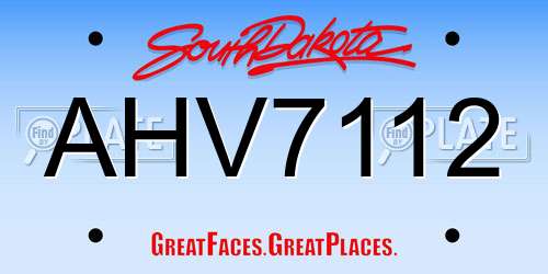 AHV7112 South Dakota License Plate