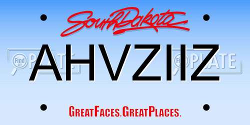 AHVZIIZ South Dakota License Plate