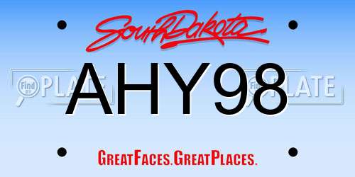 AHY98 South Dakota License Plate