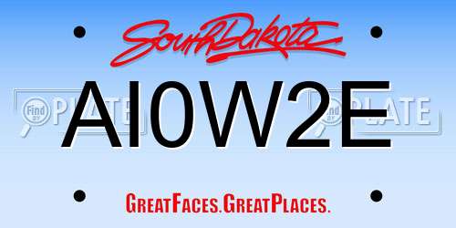 AI0W2E South Dakota License Plate