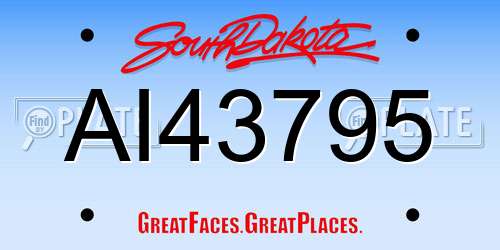 AI43795 South Dakota License Plate