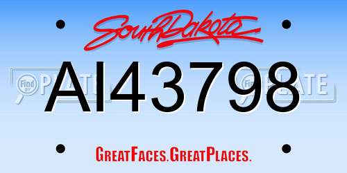 AI43798 South Dakota License Plate