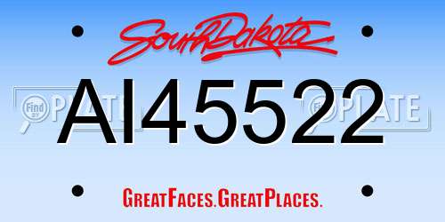 AI45522 South Dakota License Plate