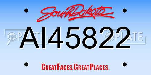 AI45822 South Dakota License Plate