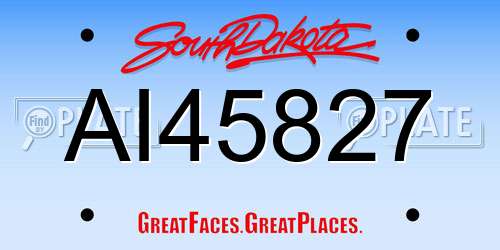 AI45827 South Dakota License Plate