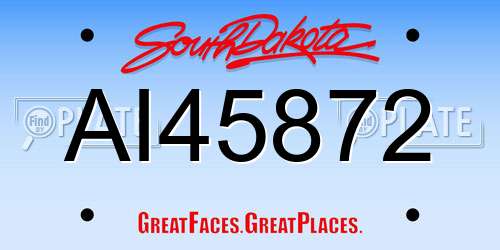 AI45872 South Dakota License Plate