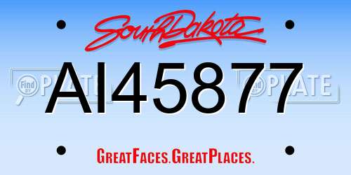 AI45877 South Dakota License Plate