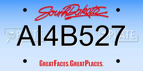 AI4B527 South Dakota License Plate