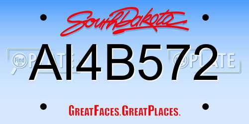 AI4B572 South Dakota License Plate