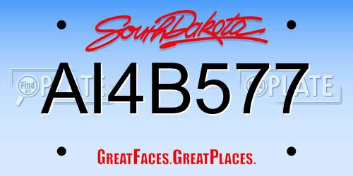 AI4B577 South Dakota License Plate