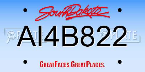 AI4B822 South Dakota License Plate