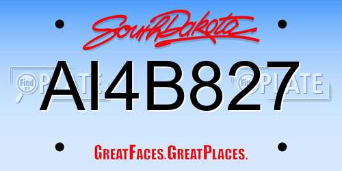 AI4B827 South Dakota License Plate
