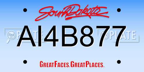AI4B877 South Dakota License Plate
