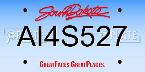 AI4S527 South Dakota License Plate